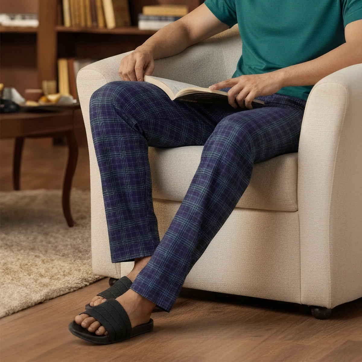 Checkmate Combed Cotton Pyjamas Storm Blue