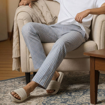 Checkmate Combed Cotton Pyjamas Sandy Blue