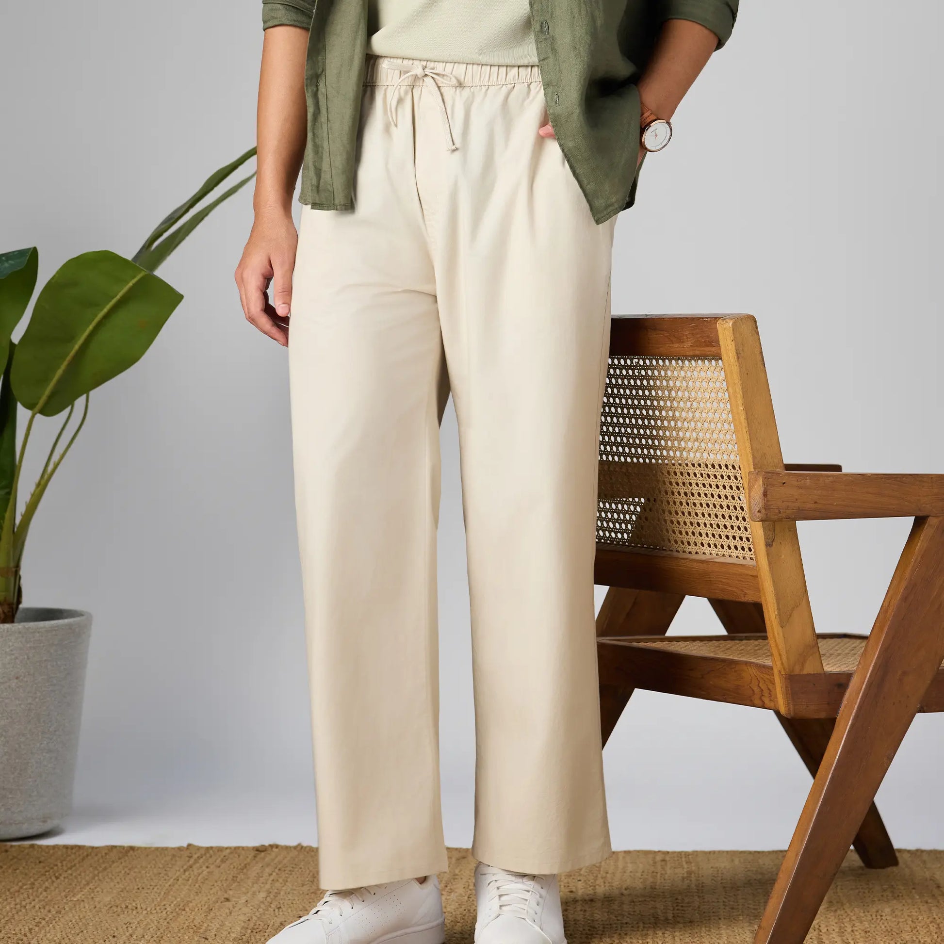 Zen Cotton Easy Pants Ivory Latte