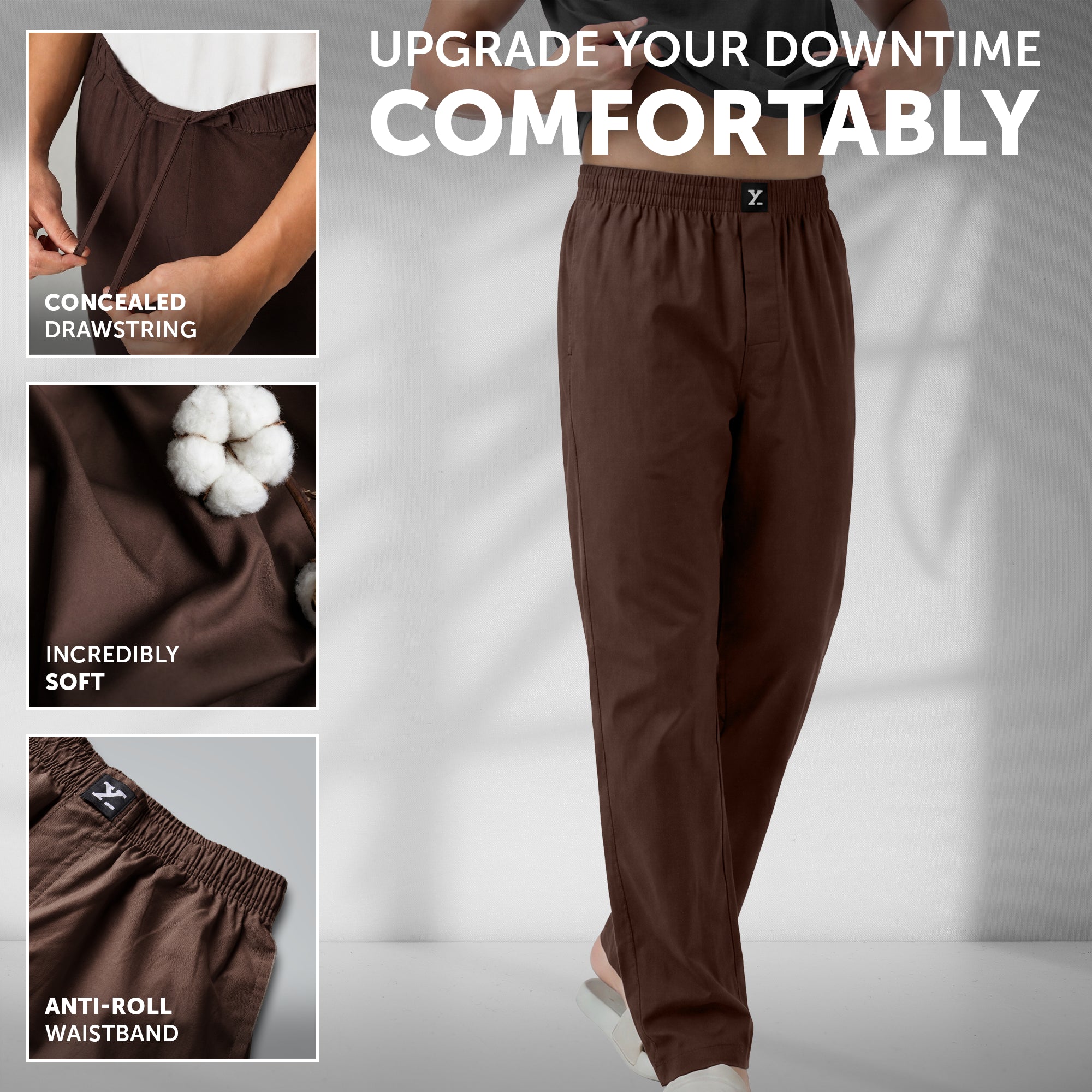 Cotton Solid Pyjamas - Espresso Brown