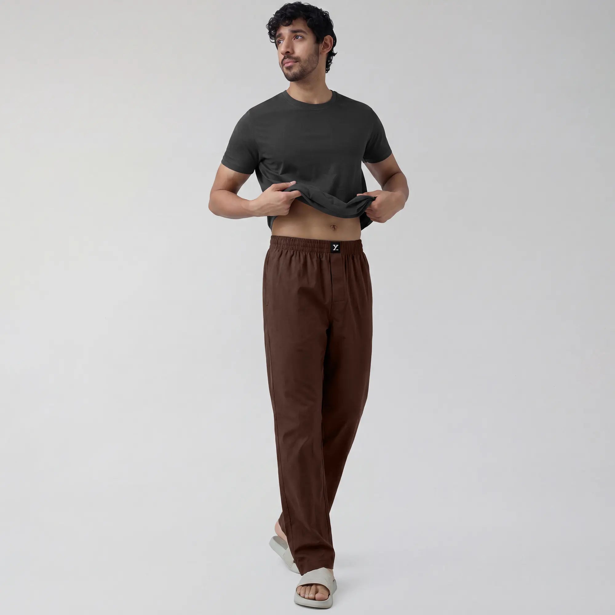 Cotton Solid Pyjamas - Espresso Brown