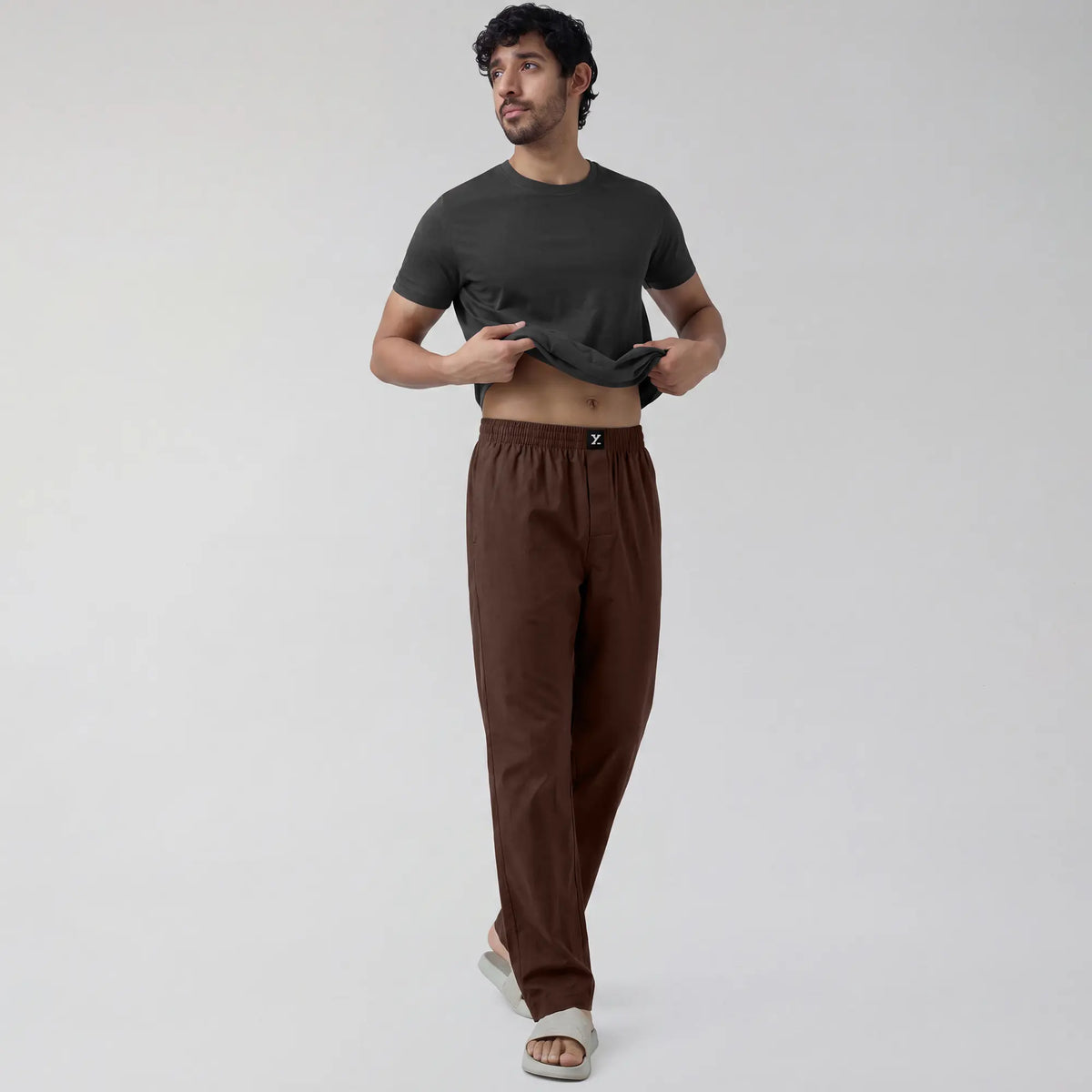 Cotton Solid Pyjamas - Espresso Brown