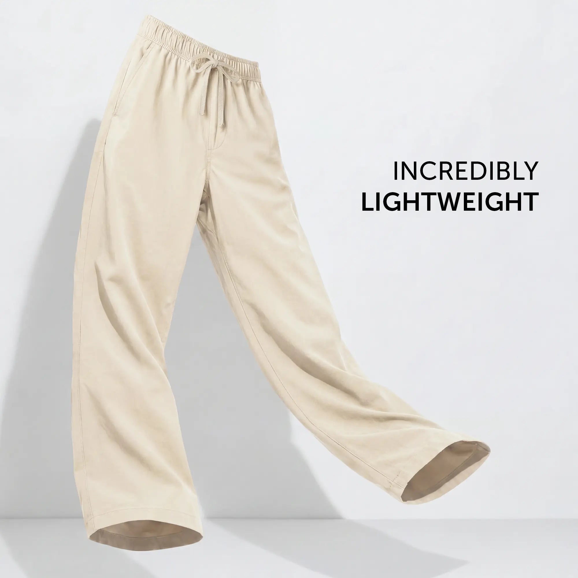 Relaxed Fit Cotton Easy Pants - Ivory Latte