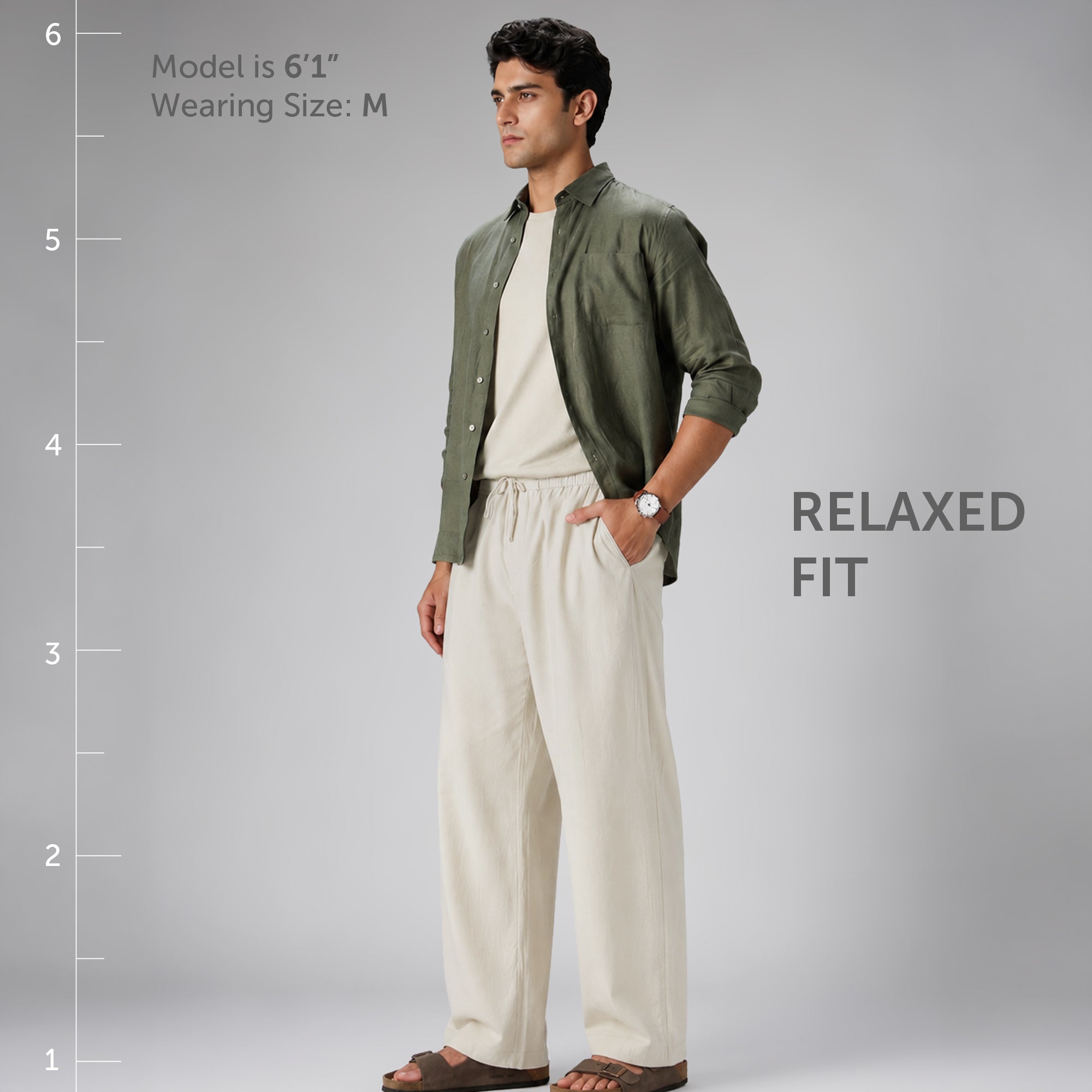 Relaxed Fit Cotton Easy Pants - Ivory Latte