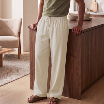 Relaxed Fit Cotton Easy Pants - Ivory Latte