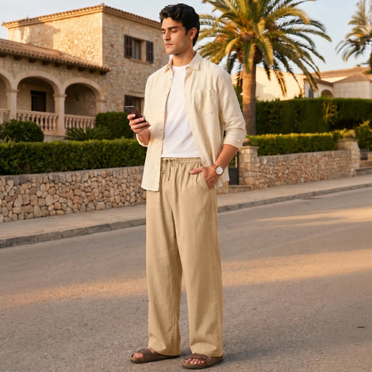 Relaxed Fit Cotton Easy Pants - Dune Brown
