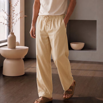Relaxed Fit Cotton Easy Pants - Dune Brown