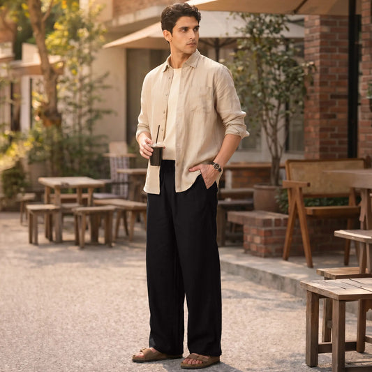 Relaxed Fit Cotton Easy Pants - Pitch Black