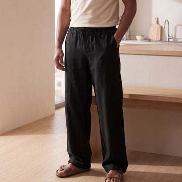 Relaxed Fit Cotton Easy Pants - Pitch Black