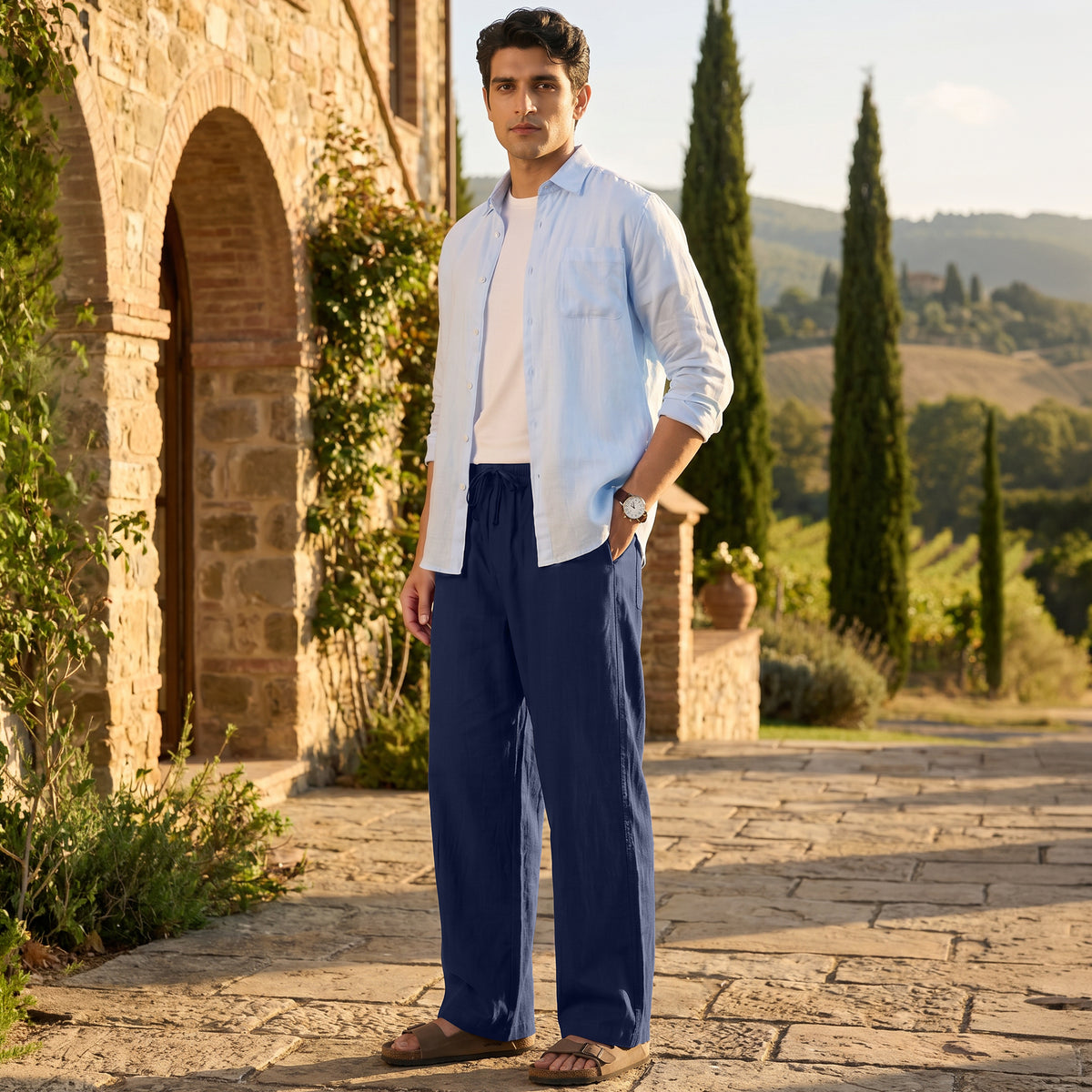 Relaxed Fit Cotton Easy Pants - Midnight Blue