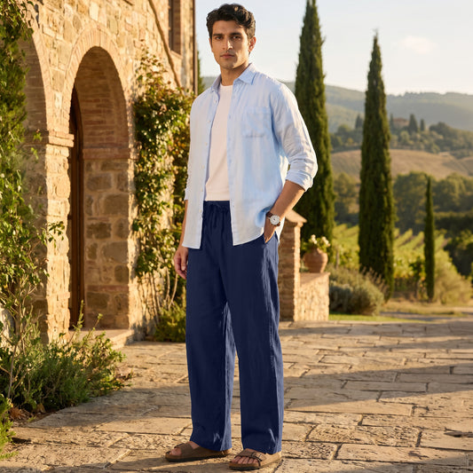 Relaxed Fit Cotton Easy Pants - Midnight Blue
