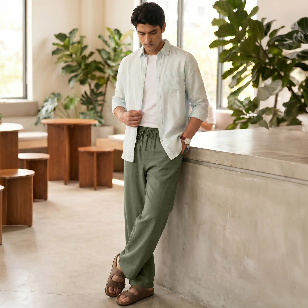 Relaxed Fit Cotton Easy Pants - Olive Green – XYXX Apparels