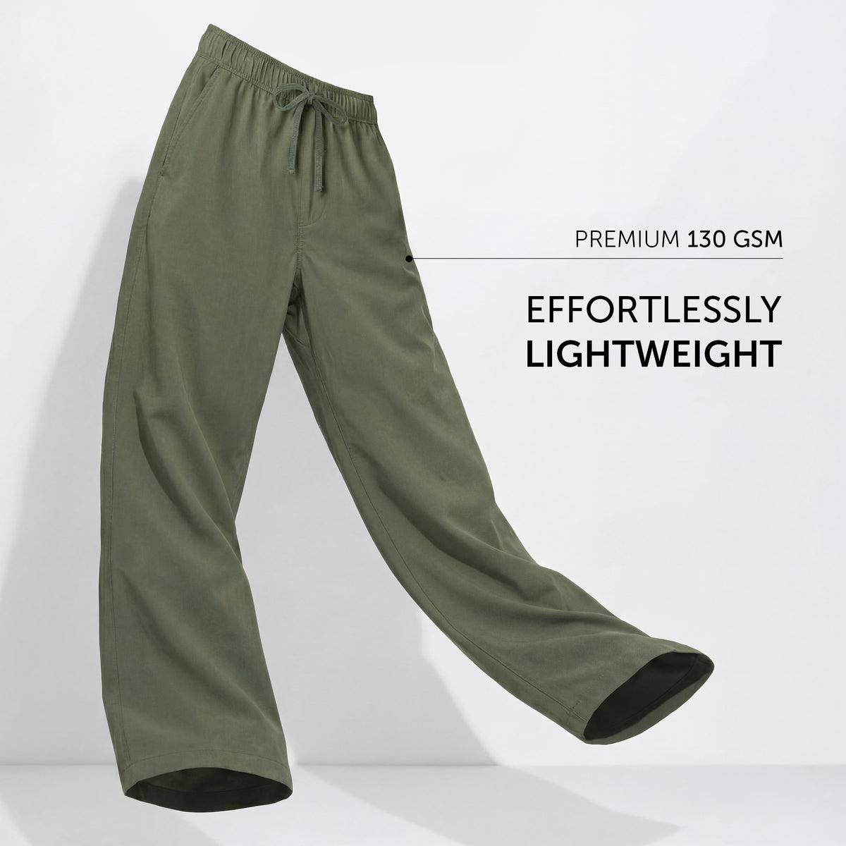 Relaxed Fit Cotton Easy Pants - Olive Green