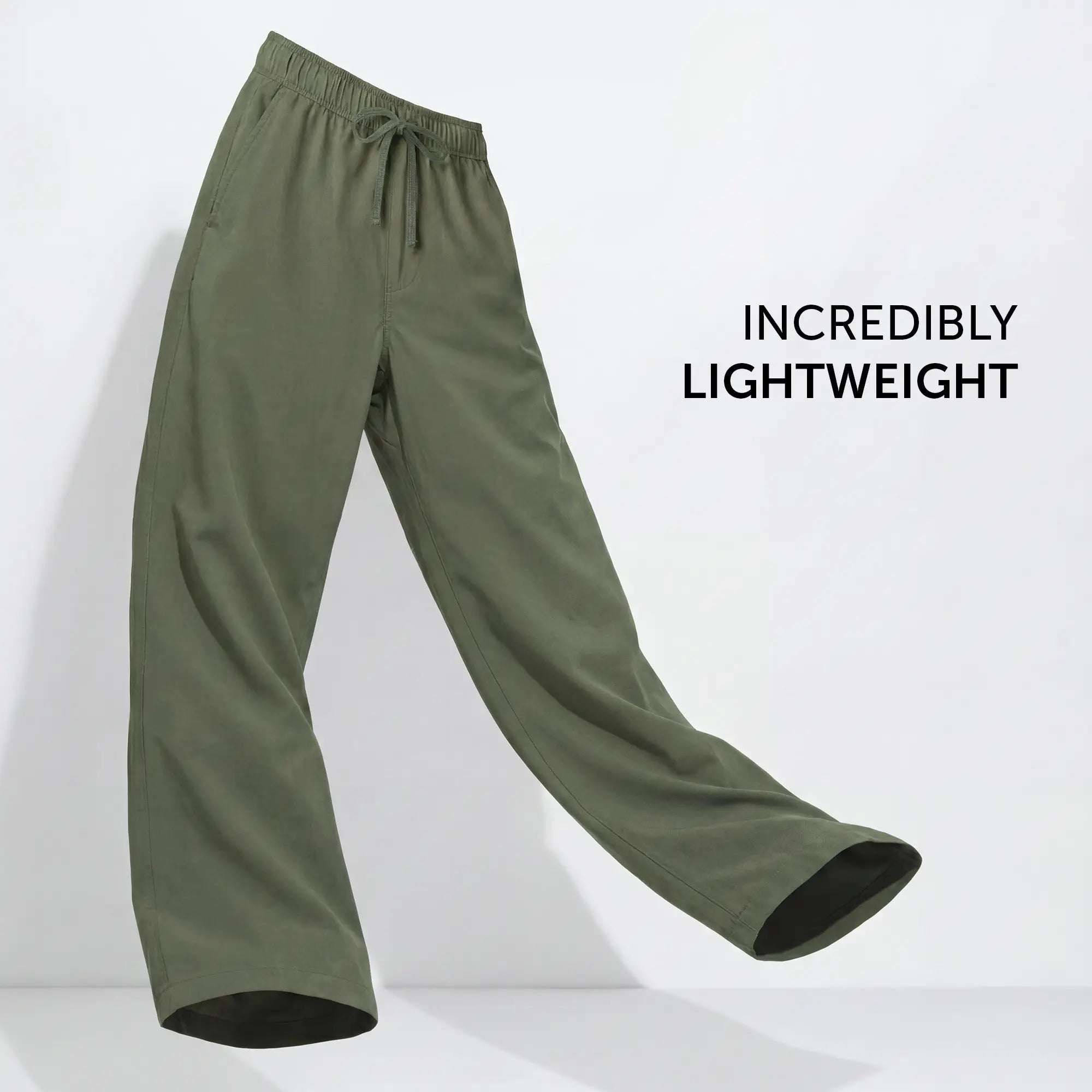 Relaxed Fit Cotton Easy Pants - Olive Green
