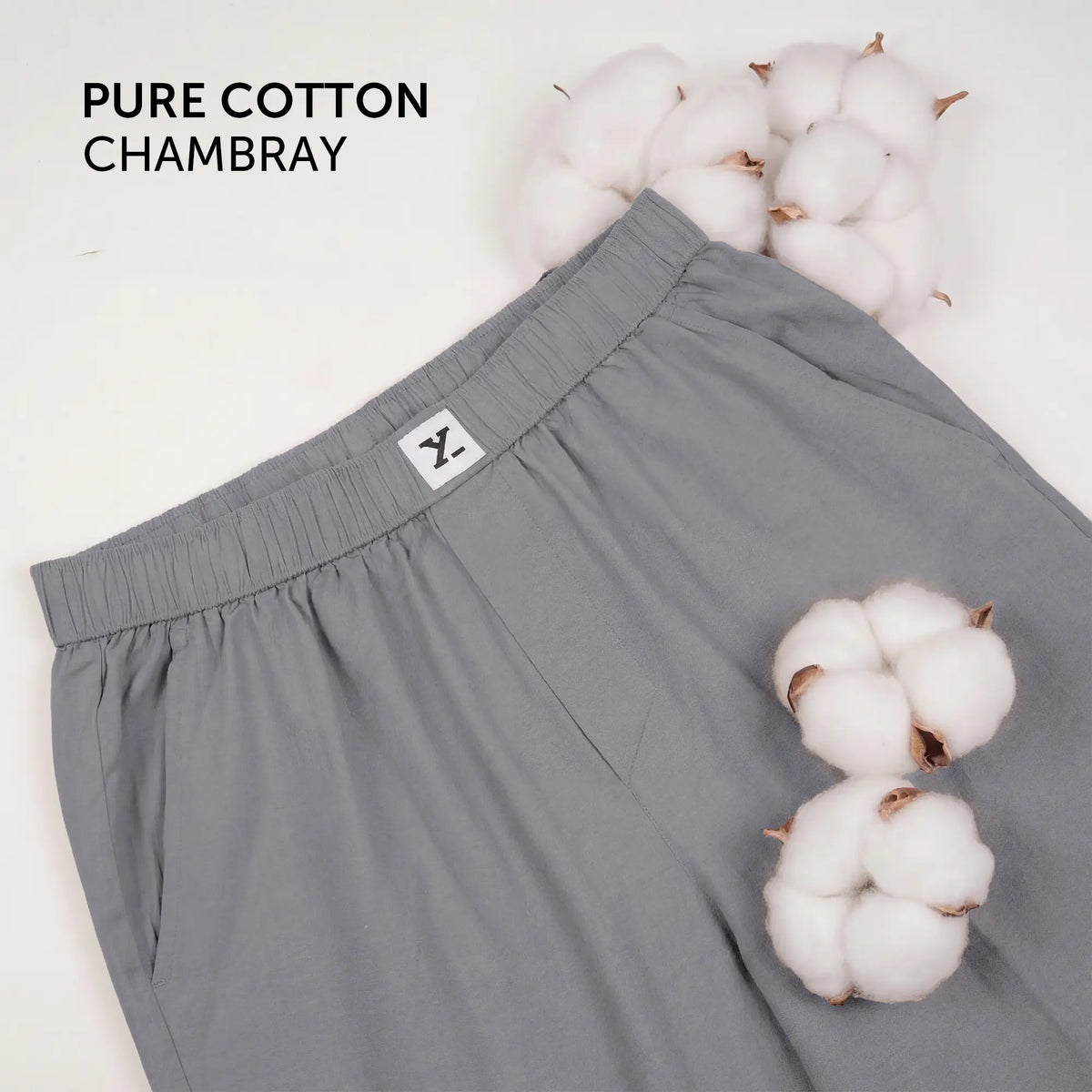Ultra-Breathable Cotton Chambray Pyjamas - Faded Black
