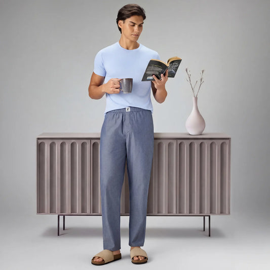 Ultra-Breathable Cotton Chambray Pyjamas - Washed Navy