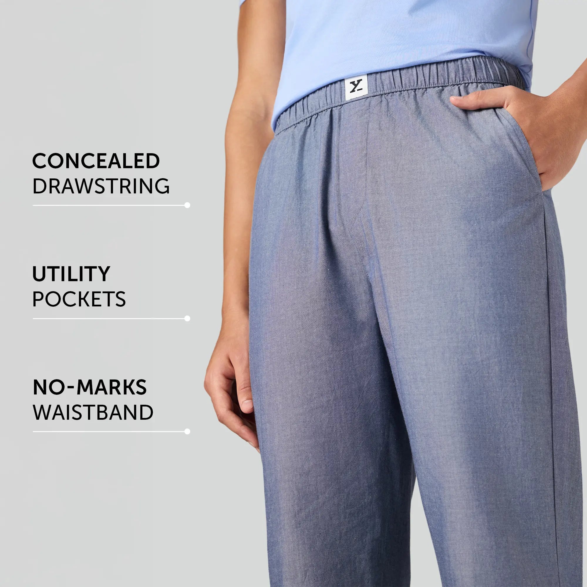 Ultra-Breathable Cotton Chambray Pyjamas - Washed Navy