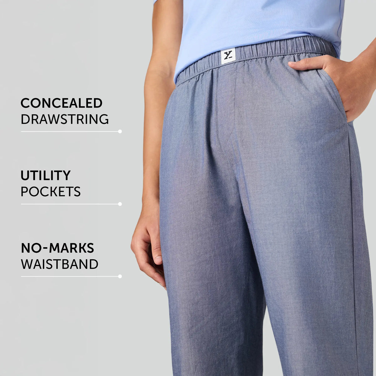 Ultra-Breathable Cotton Chambray Pyjamas - Washed Navy