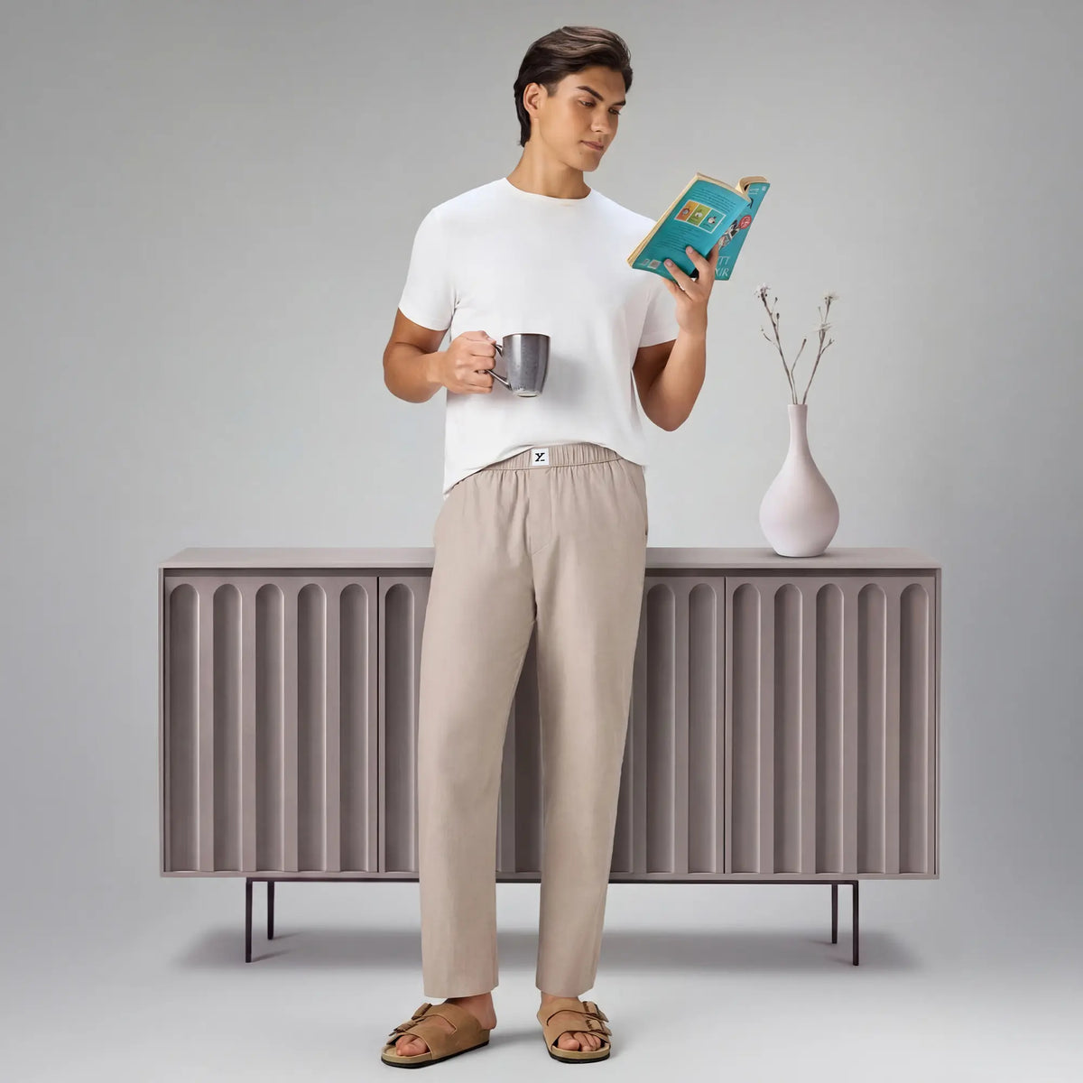 Ultra-Breathable Cotton Chambray Pyjamas - Taupe Grey