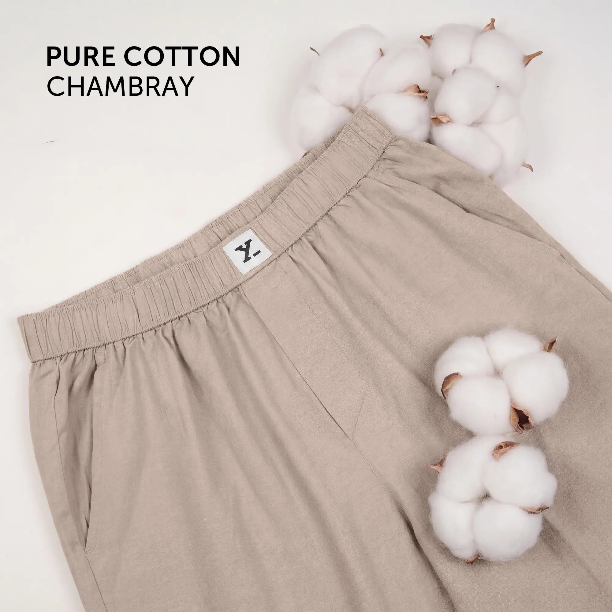 Ultra-Breathable Cotton Chambray Pyjamas - Taupe Grey