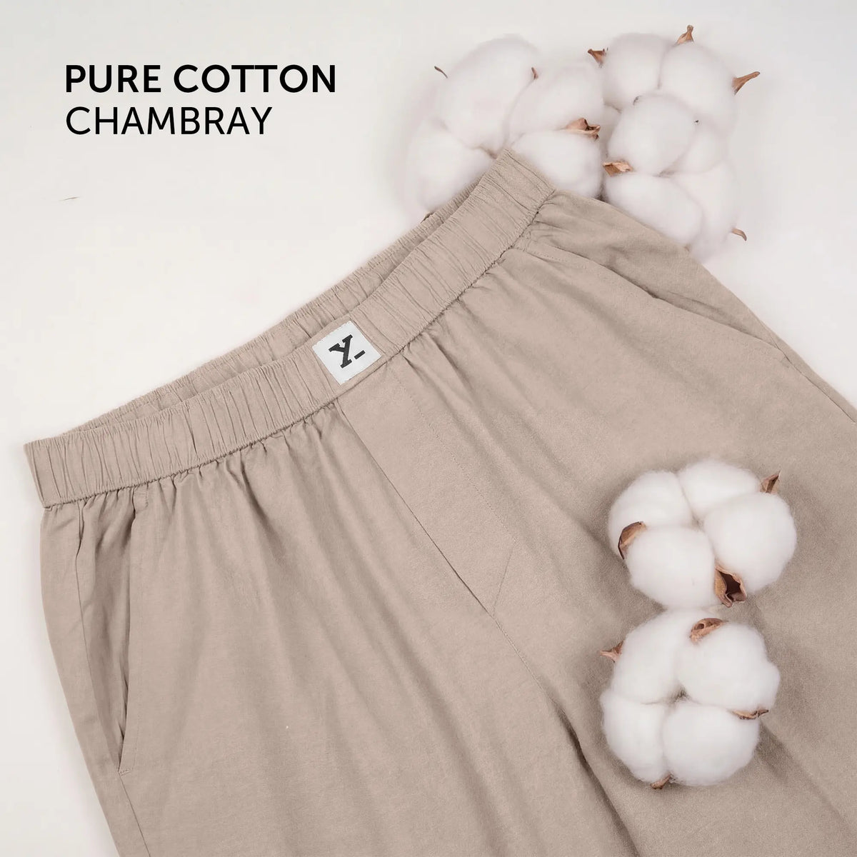 Ultra-Breathable Cotton Chambray Pyjamas - Taupe Grey