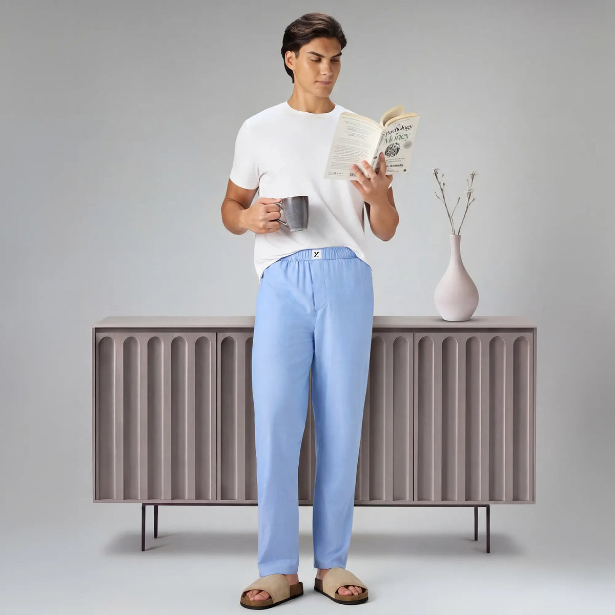 Ultra-Breathable Cotton Chambray Pyjamas - Powder Blue