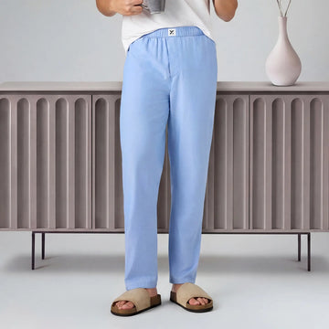 Ultra-Breathable Cotton Chambray Pyjamas - Powder Blue