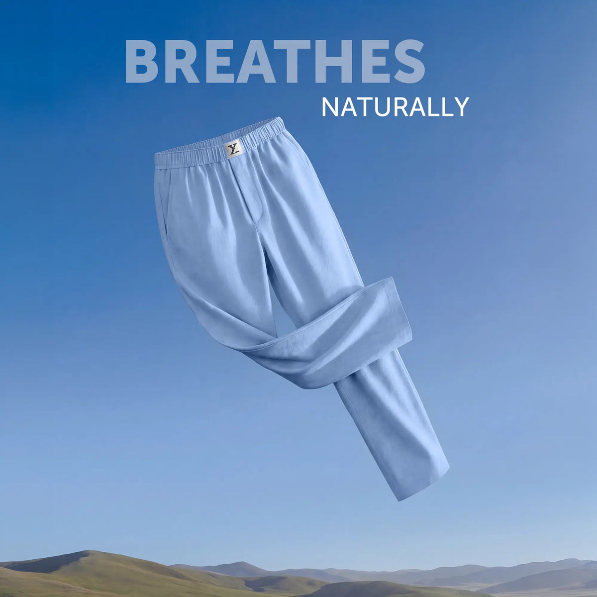Ultra-Breathable Cotton Chambray Pyjamas - Powder Blue