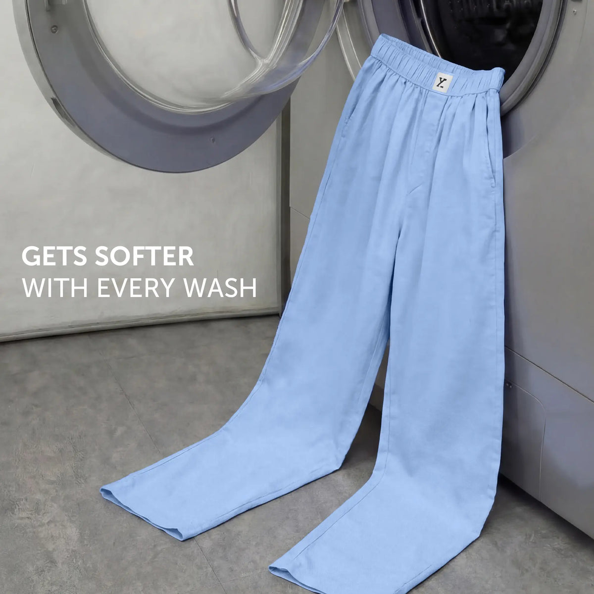 Ultra-Breathable Cotton Chambray Pyjamas - Powder Blue