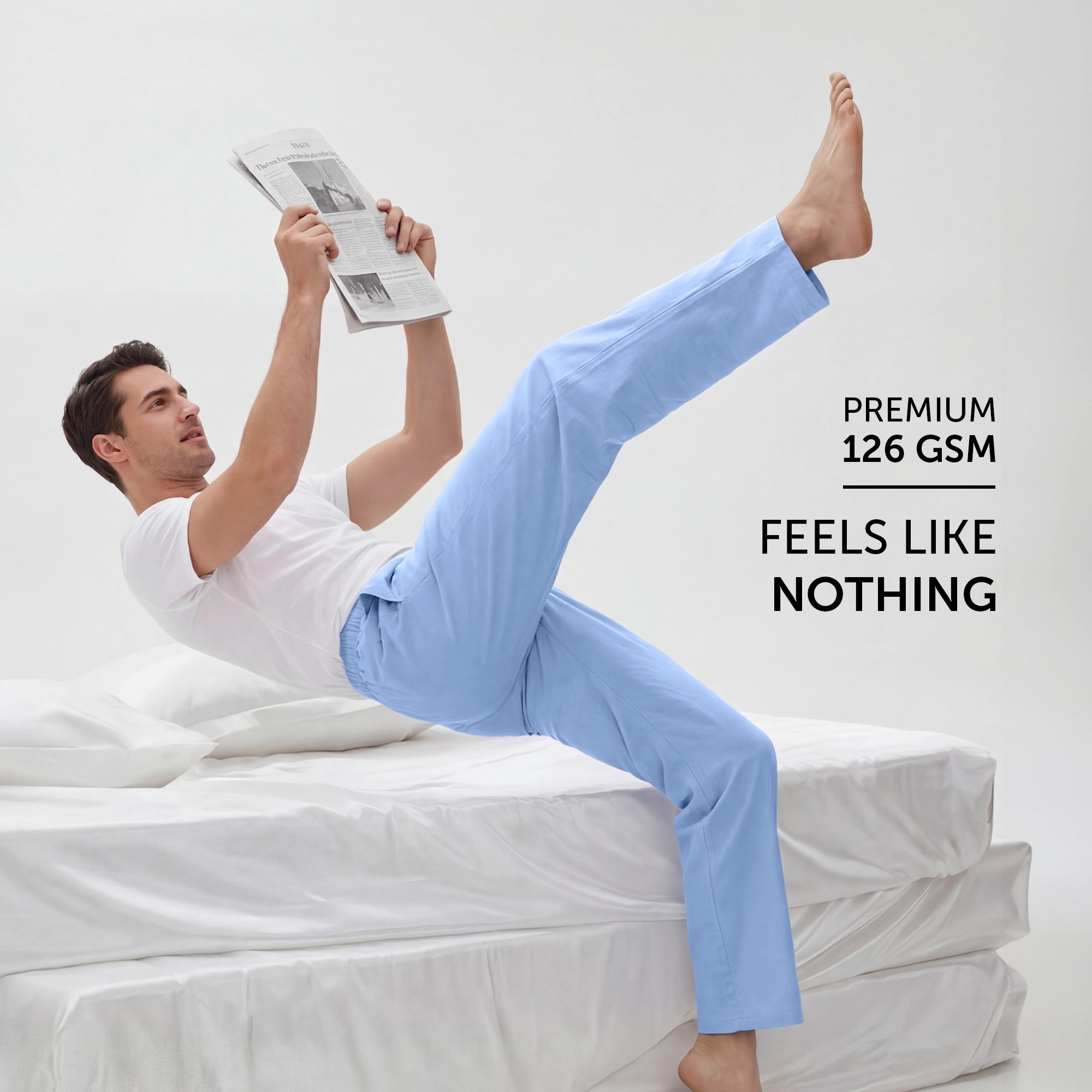 Ultra-Breathable Cotton Chambray Pyjamas - Powder Blue
