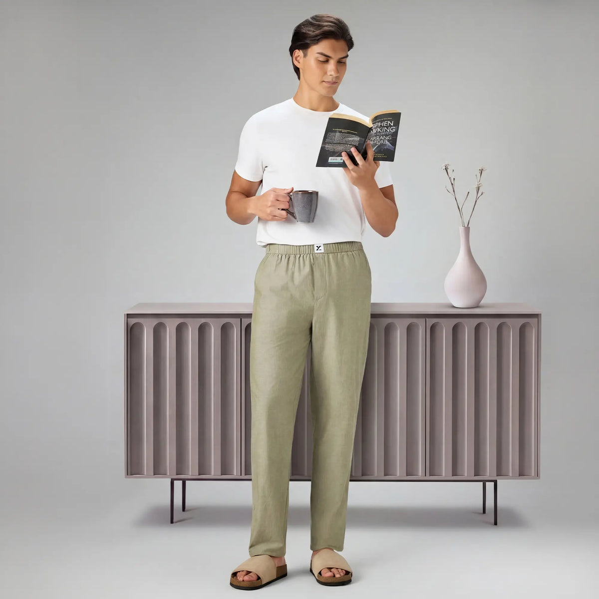 Ultra-Breathable Cotton Chambray Pyjamas - Dusty Olive