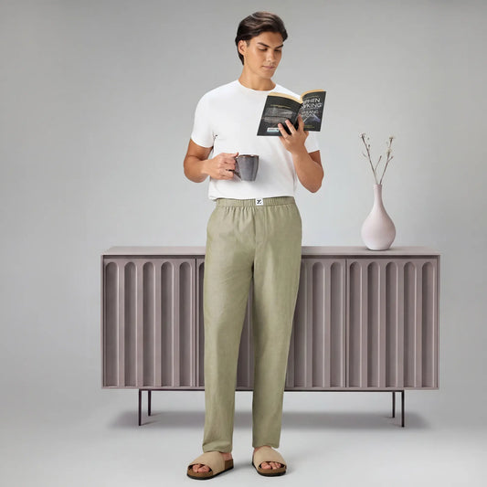 Ultra-Breathable Cotton Chambray Pyjamas - Dusty Olive