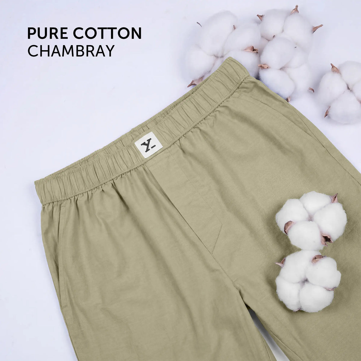 Ultra-Breathable Cotton Chambray Pyjamas - Dusty Olive