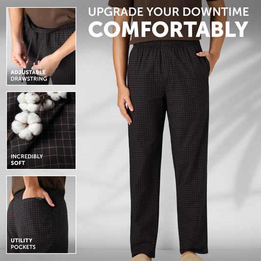 Cotton Printed Pyjamas - Mocha Black