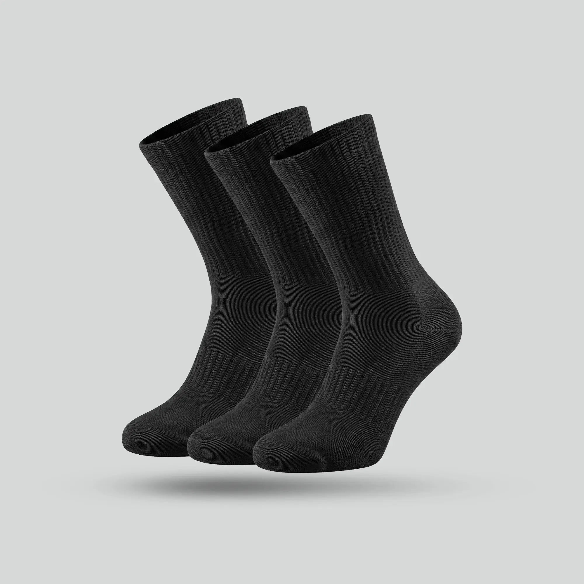 Crew-Length Socks - Pitch Black (Pack of 3)