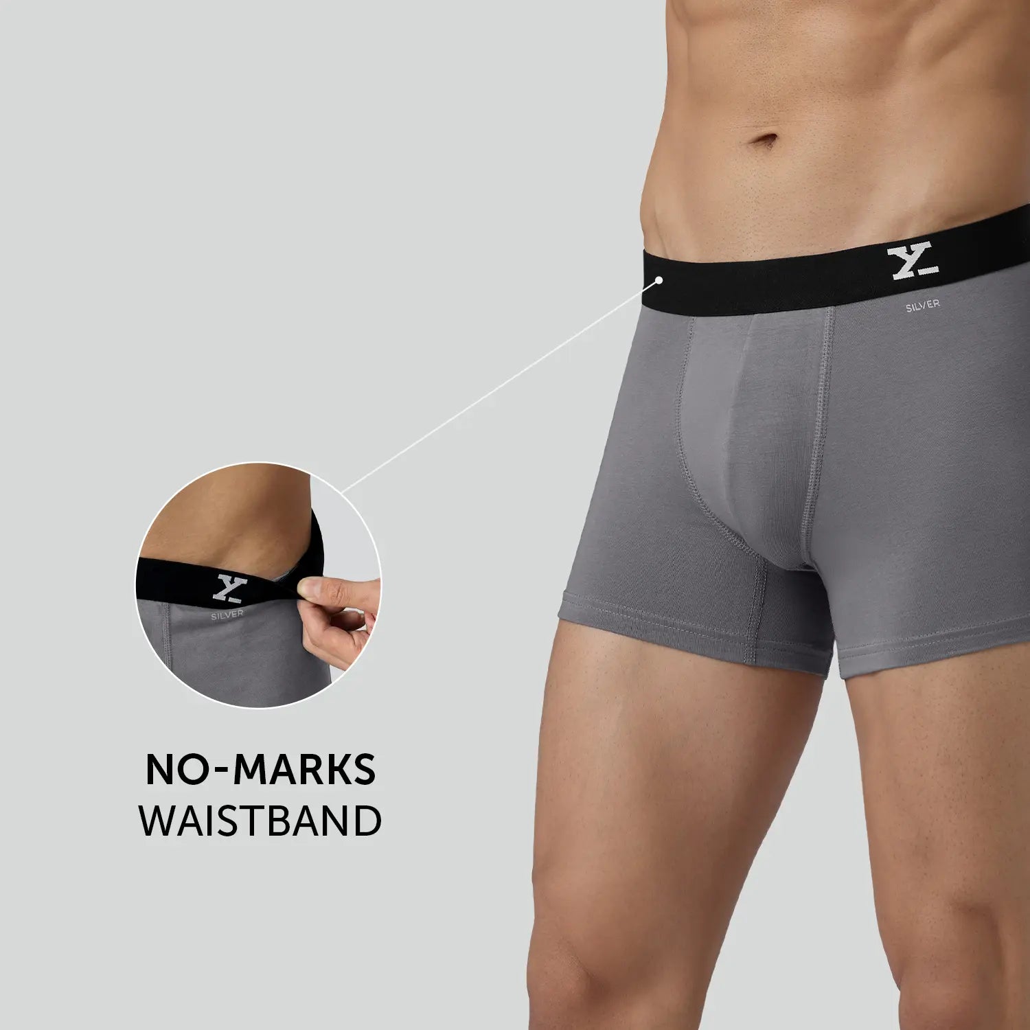 Aero Silver Cotton Trunks Ash Grey