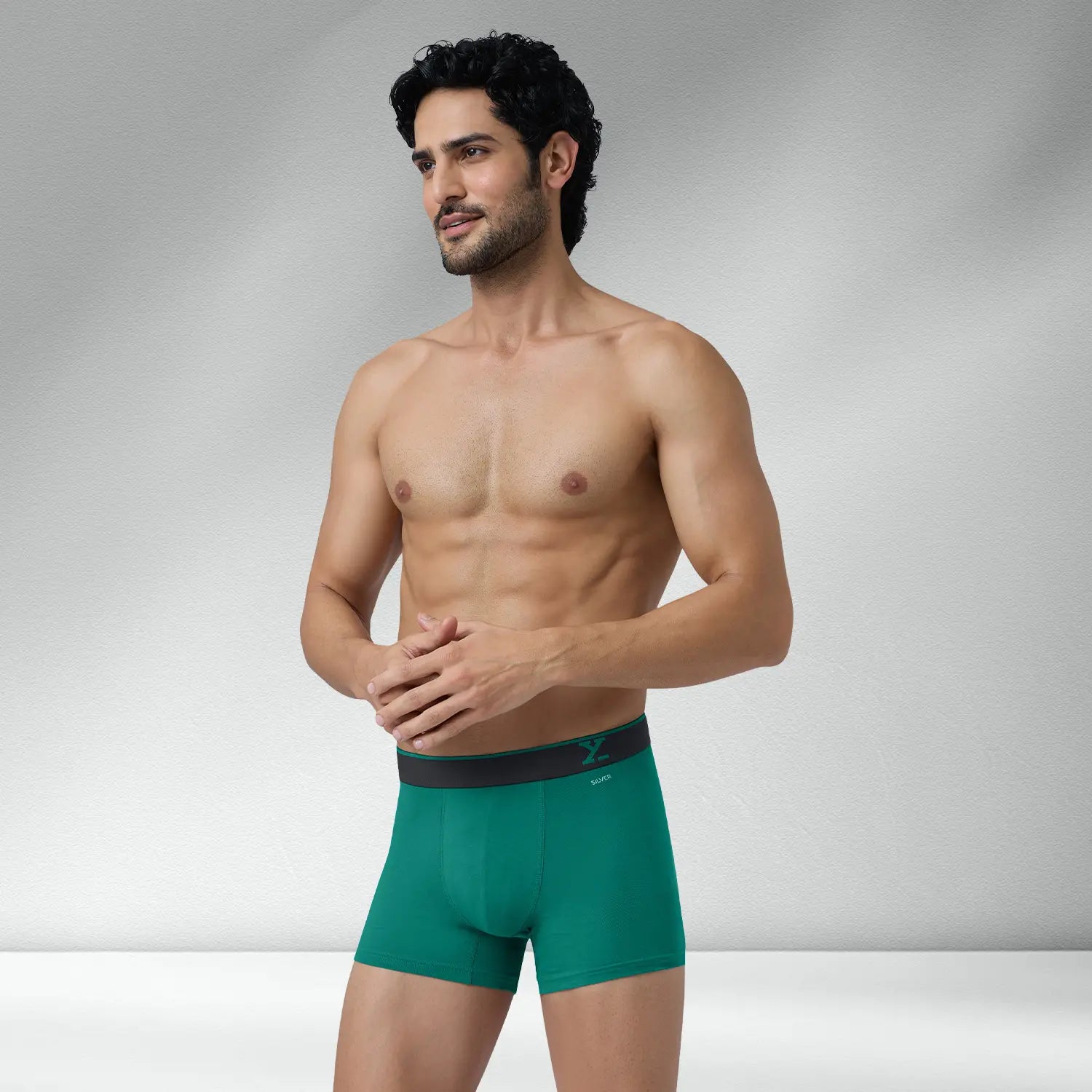 Traq Silver Cotton Trunks Aqua Green