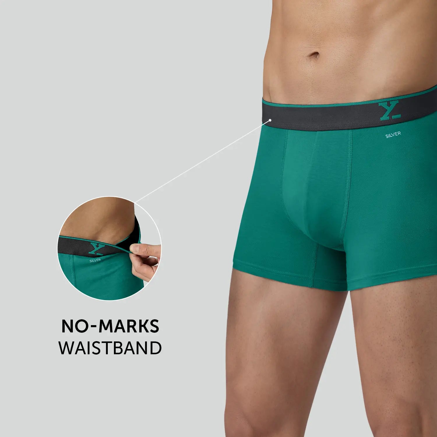 Traq Silver Cotton Trunks Aqua Green