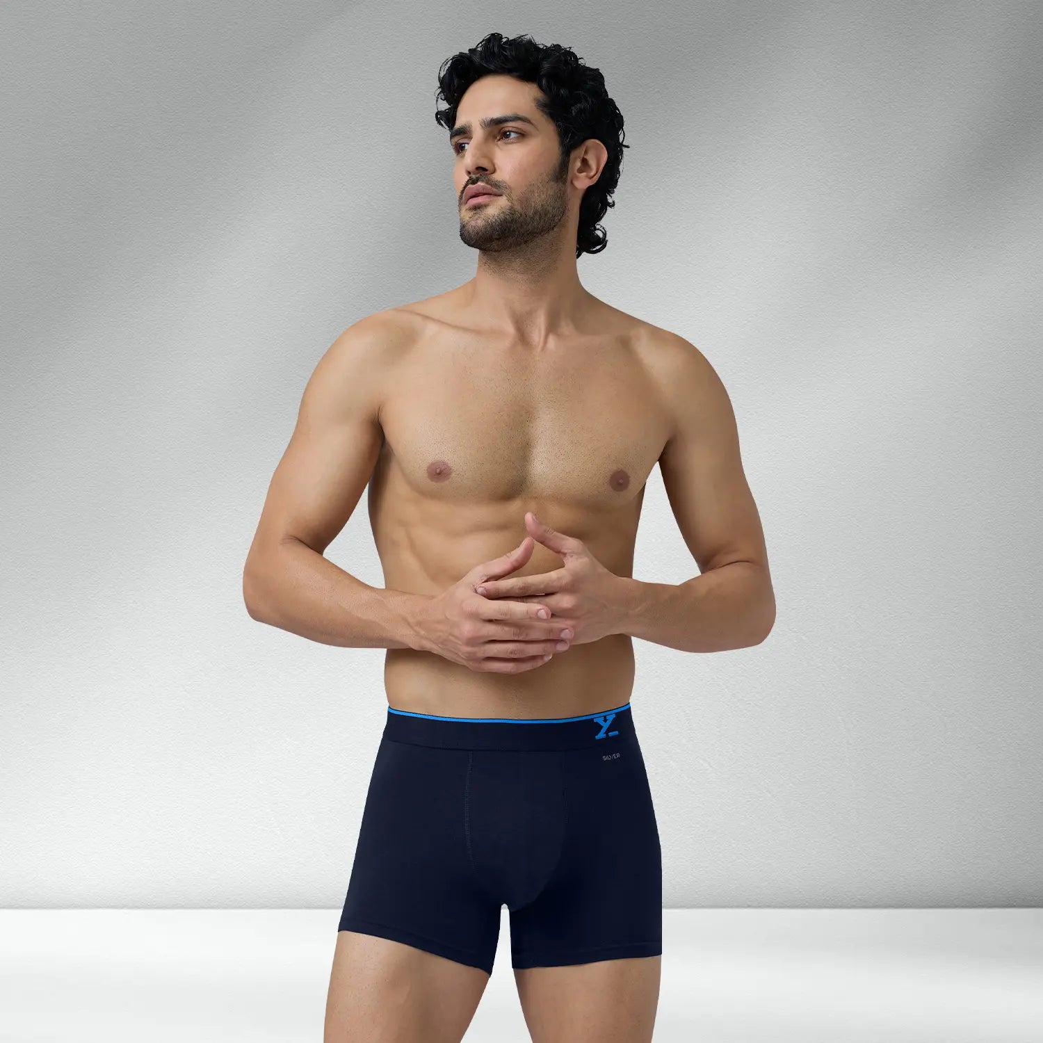 Traq Silver Cotton Trunks Midnight Blue