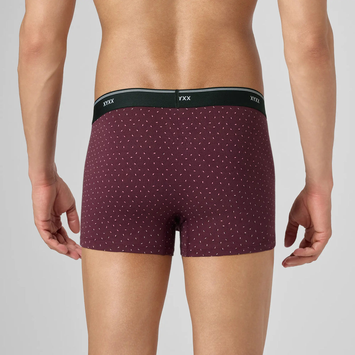 Odour-Free Printed Cotton Trunks - Bordeaux Red