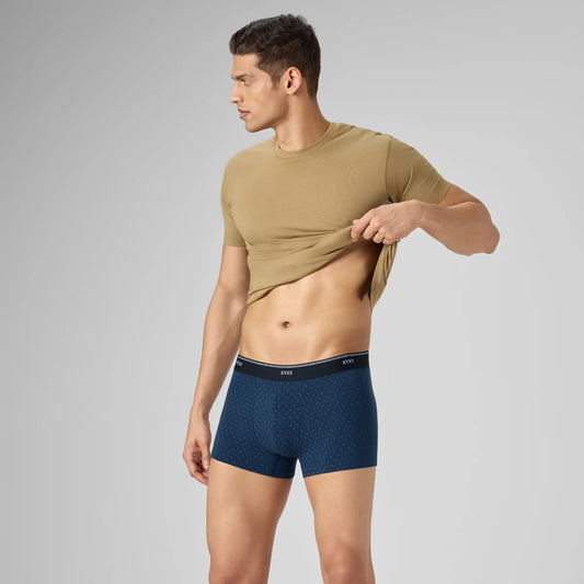 Odour-Free Printed Cotton Trunks - Infinity Blue