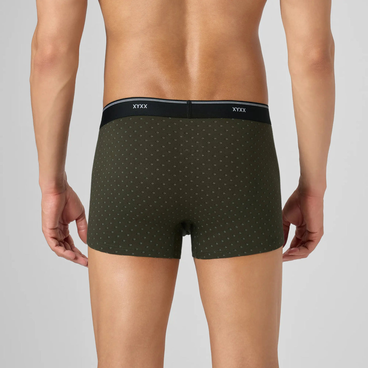 Odour-Free Printed Cotton Trunks - Olive Green