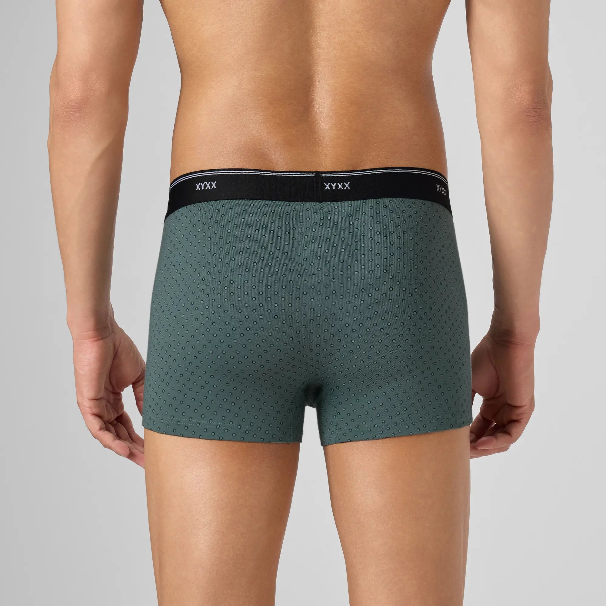 Odour-Free Printed Cotton Trunks - Muted Teal Green