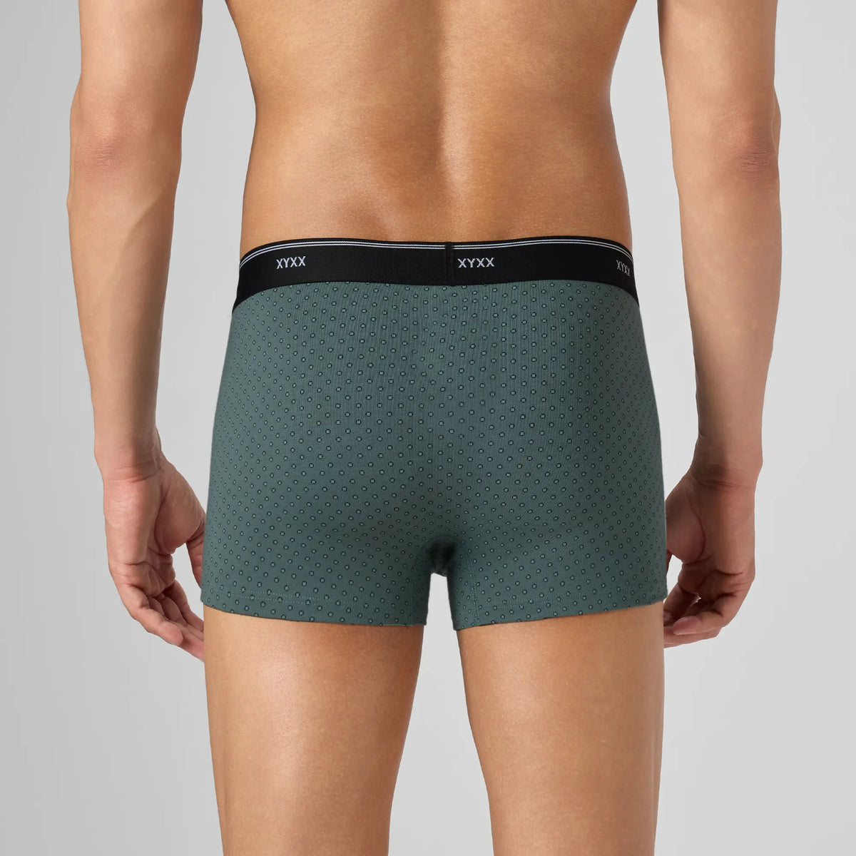 Odour-Free Printed Cotton Trunks - Muted Teal Green