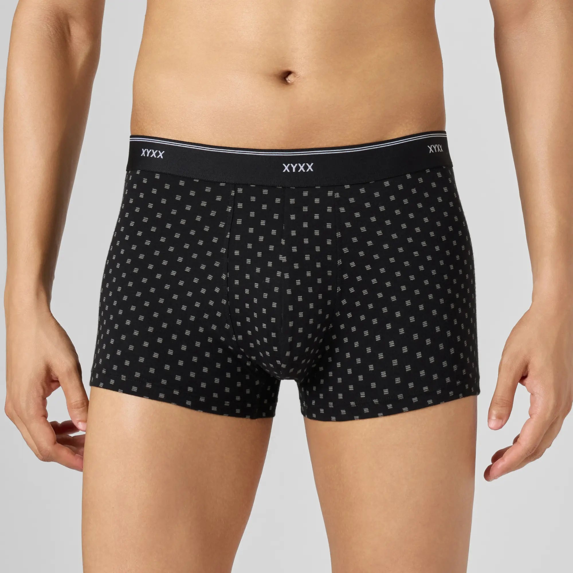 Odour-Free Printed Cotton Trunks - Linear Black