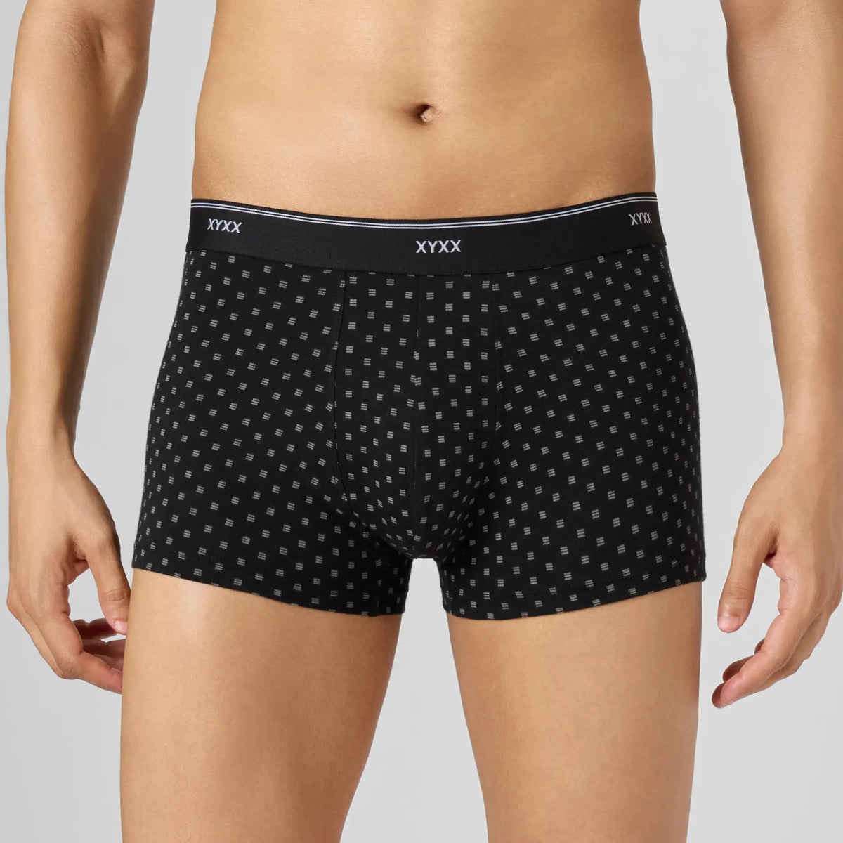 Odour-Free Printed Cotton Trunks - Linear Black