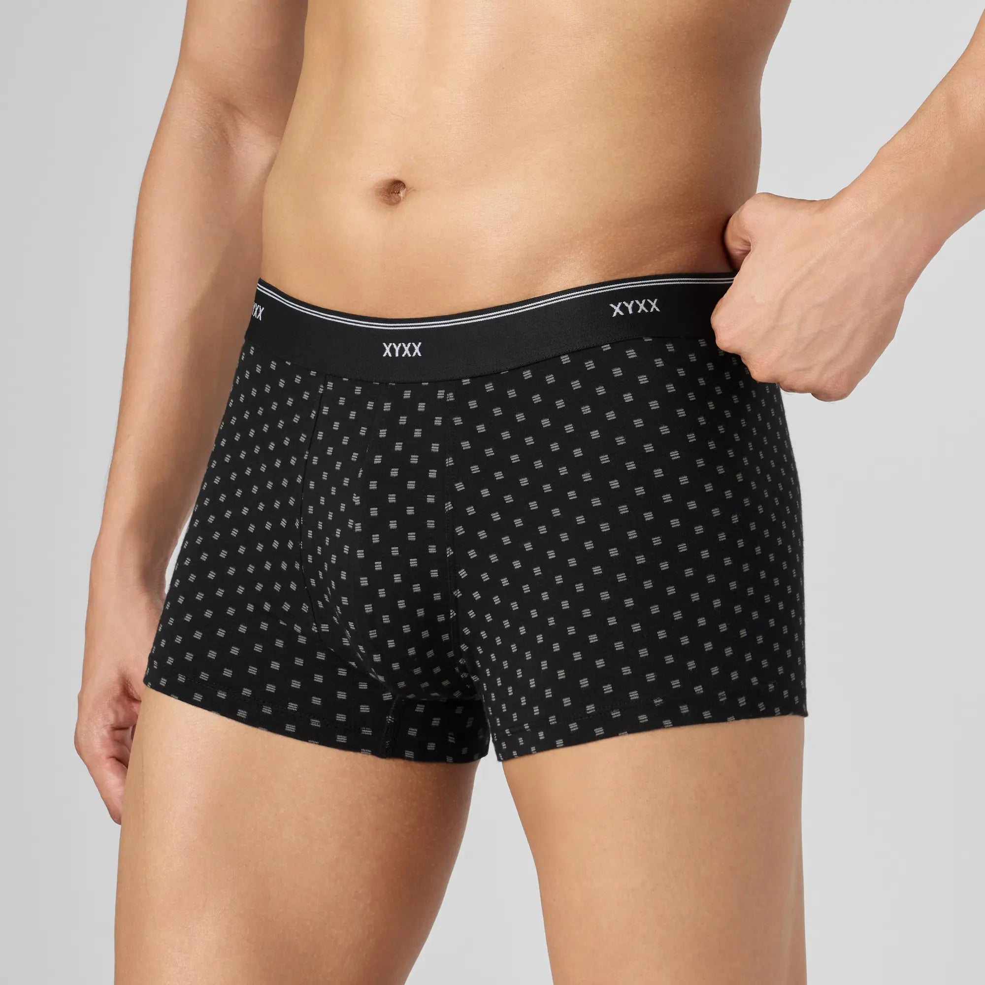 Odour-Free Printed Cotton Trunks - Linear Black