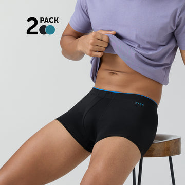 Uno Cotton Trunks Pack of 2 (Black Knight/Ocean Blue)
