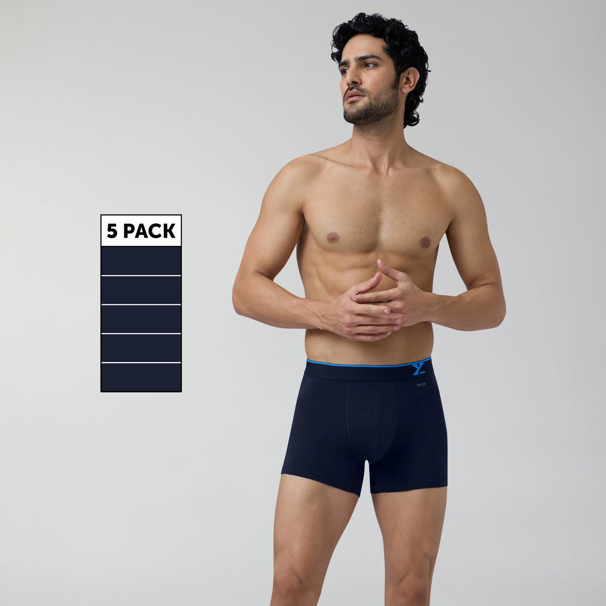 Traq Pace Cotton Trunks Midnight Blue (Pack of 5)