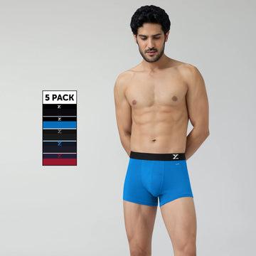 Aero Traq Cotton Trunks Black Blue Red (Pack of 5)
